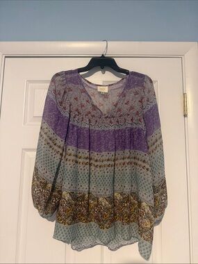 Maeve Lavender and Sage Patterned Boho Tunic